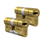 Cilindro M&C Move 32x32mm latonado, Pack 2 cilindros mestrados